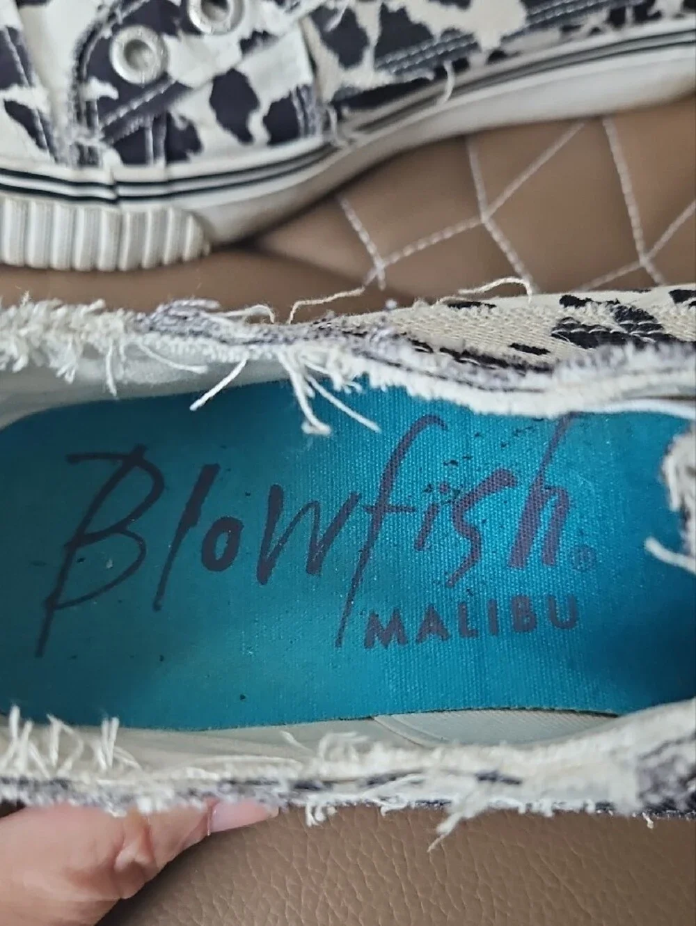 Blowfish Black & White Cow Print Slip-Ons 8.5